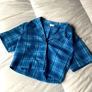 John Galt Collared Plaid Cropped Tee